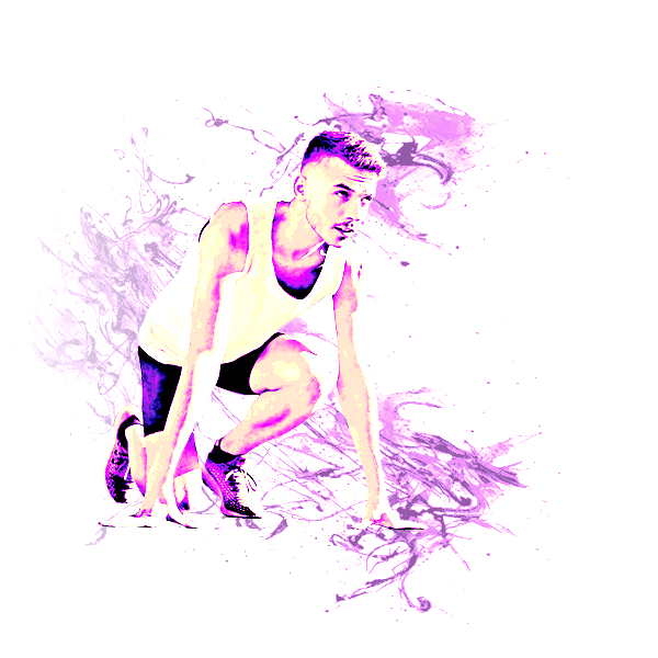stylized image of a sprinter on a starting block