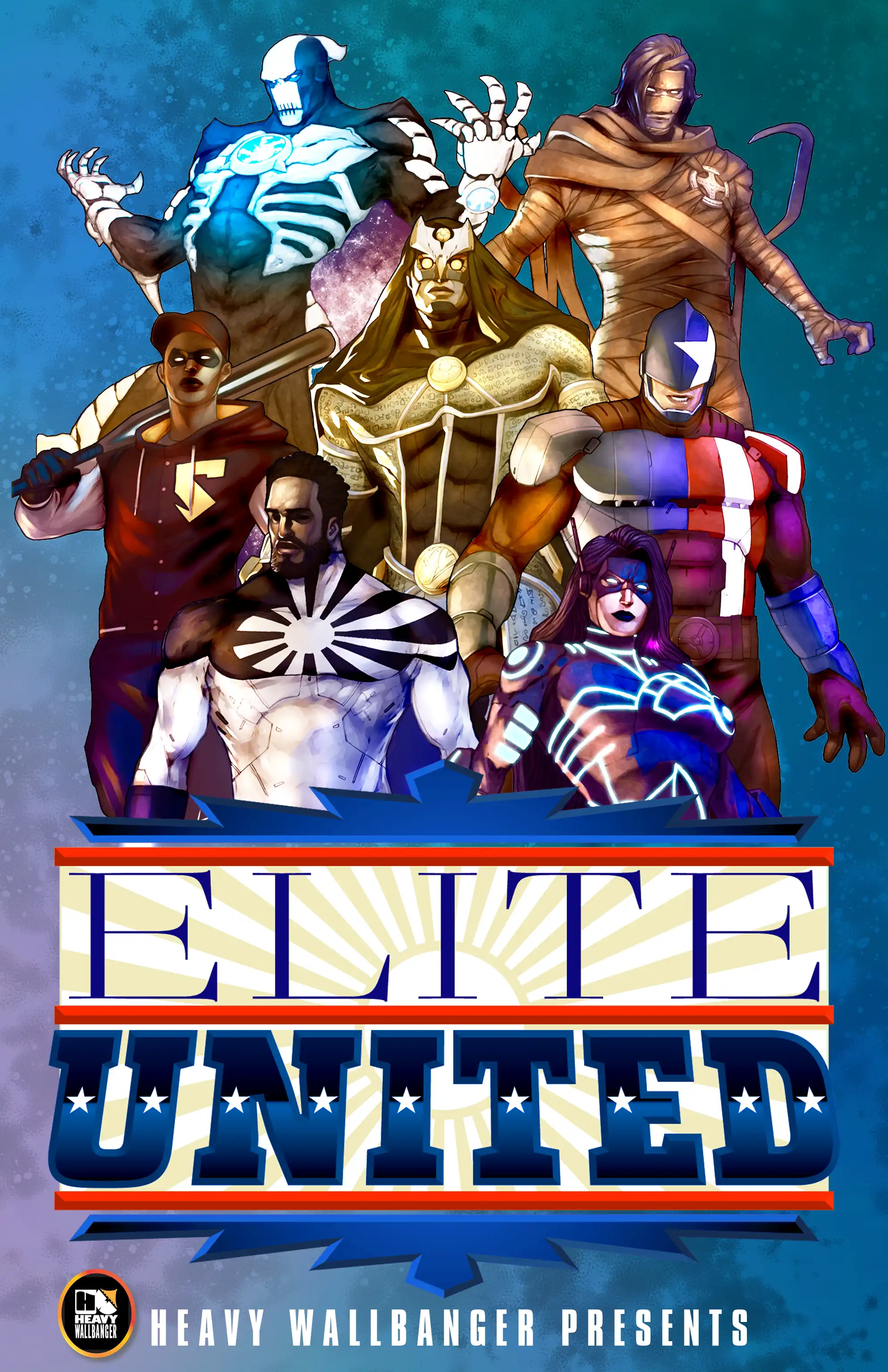 Illustrated comic book cover titled Elite United