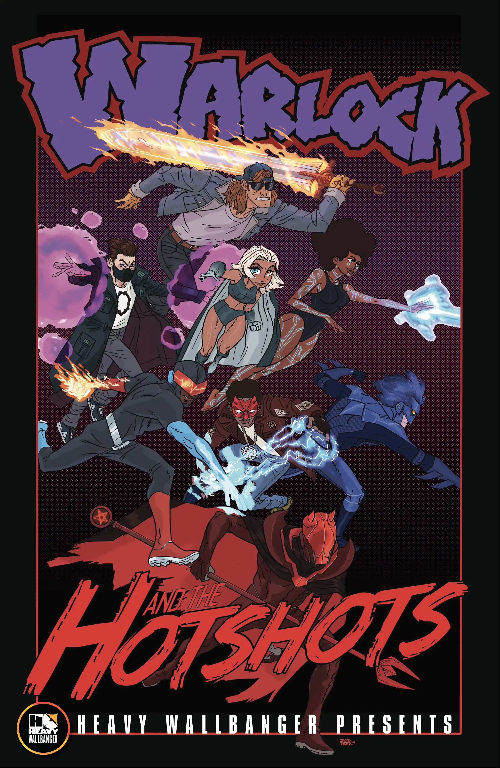 Illustrated comic book cover titled Warlock and the Hotshots