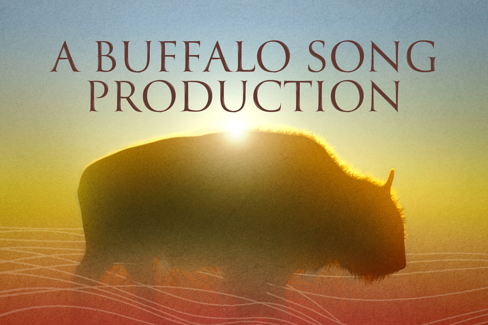 Stylized illustration of a bison in fog.