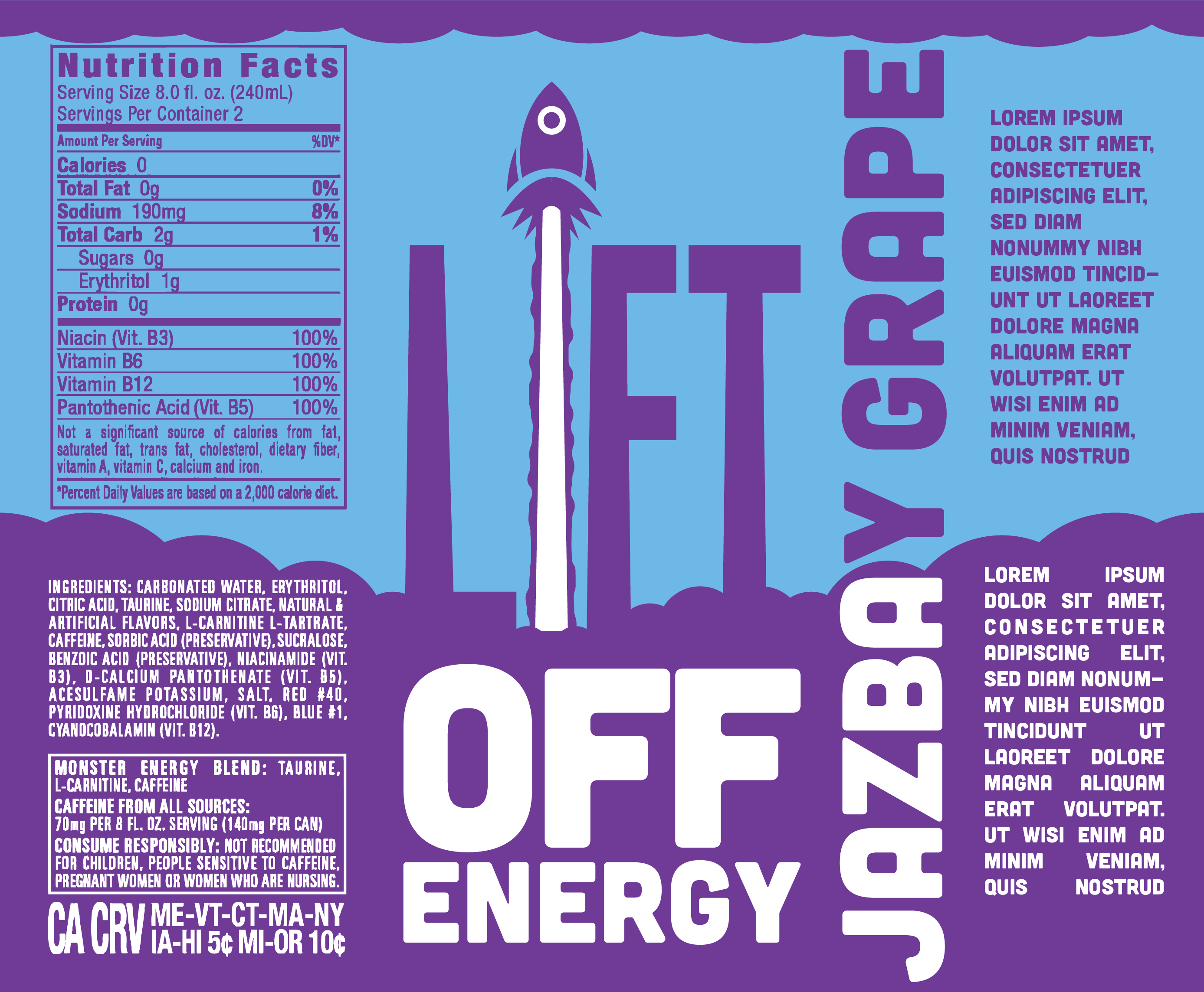 Image of can wrapper design laid flat.